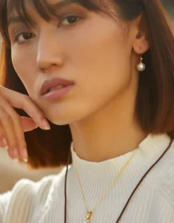 Pearl Drop Earrings|Majorica Gold Plated Earrings Nuada With 10Mm White Pearl French Clasp