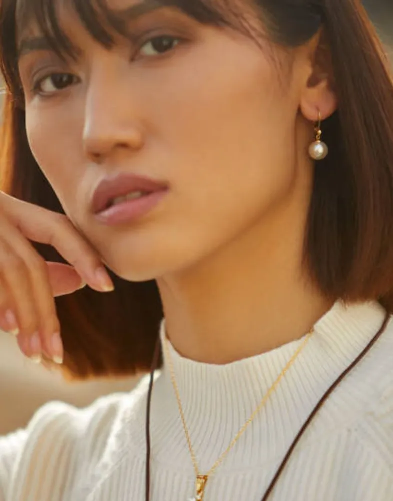 Pearl Drop Earrings|Majorica Gold Plated Earrings Nuada With 10Mm White Pearl French Clasp