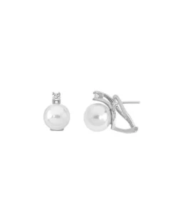 Tu & Yo Earrings|Majorica Gold Plated Earrings Selene With 10Mm White Pearl And Zircons