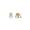 Tu & Yo Earrings|Majorica Gold Plated Earrings Selene With 10Mm White Pearl And Zircons