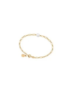 Chain Bracelets|Majorica Gold Plated Link Bracelet Cies With White Pearl
