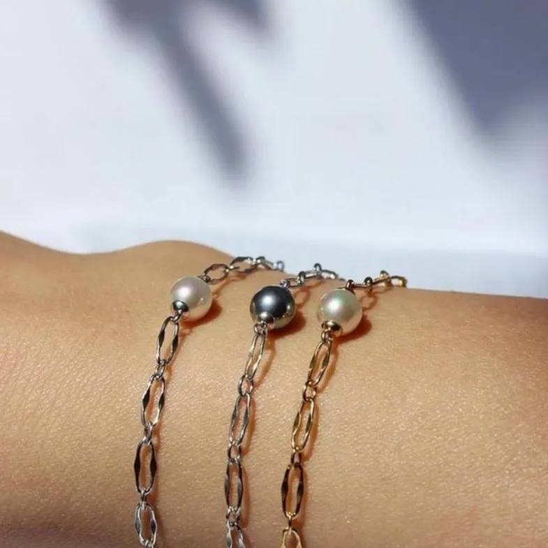 Chain Bracelets|Majorica Gold Plated Link Bracelet Cies With White Pearl