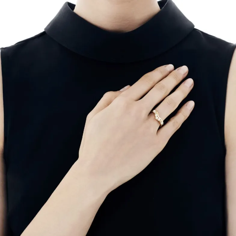 Medium-Sized Rings|Majorica Gold Plated Ring Arabesque