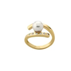 Medium-Sized Rings|Majorica Gold Plated Ring Selene With White Pearl And Zircons