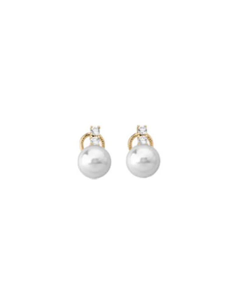 Tu & Yo Earrings|Majorica Gold Plated Selene Earrings With 10Mm White Pearls And Zircons