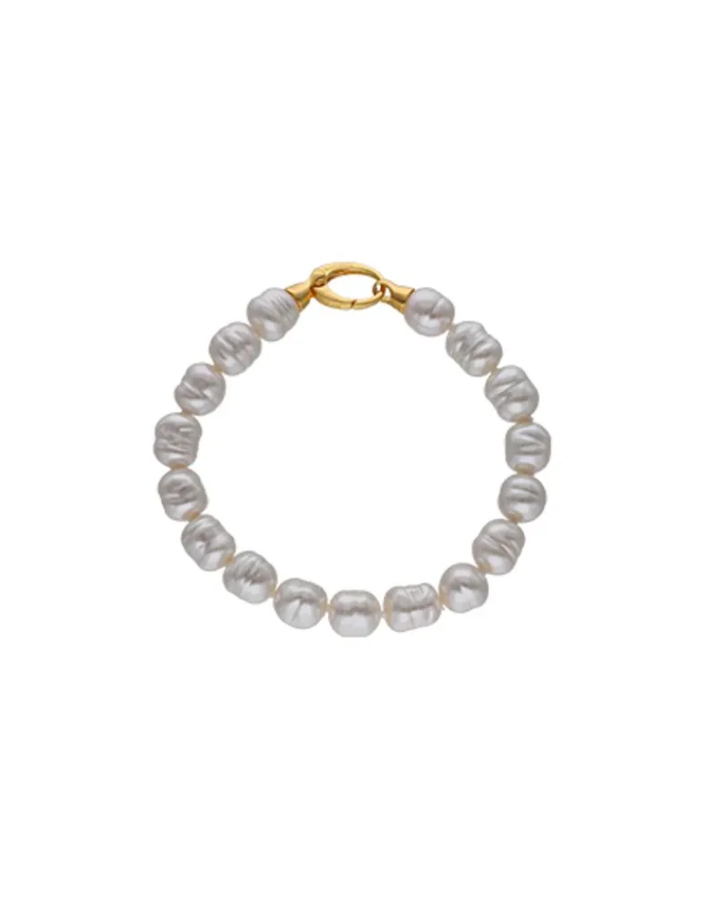 Golden Bracelets|Majorica Gold-Plated Silver Agora Baroque White Pearl Bracelet