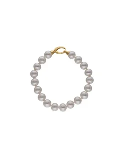 Golden Bracelets|Majorica Gold-Plated Silver Bracelet With 10Mm White Pearls Lyra
