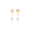 Pearl Drop Earrings|Majorica Gold-Plated Silver Clover And Pearl Ayanti Earrings