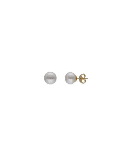 Short Earrings|Majorica Gold-Plated Silver Earrings Nuada With 10Mm White Pearl Flattened Round