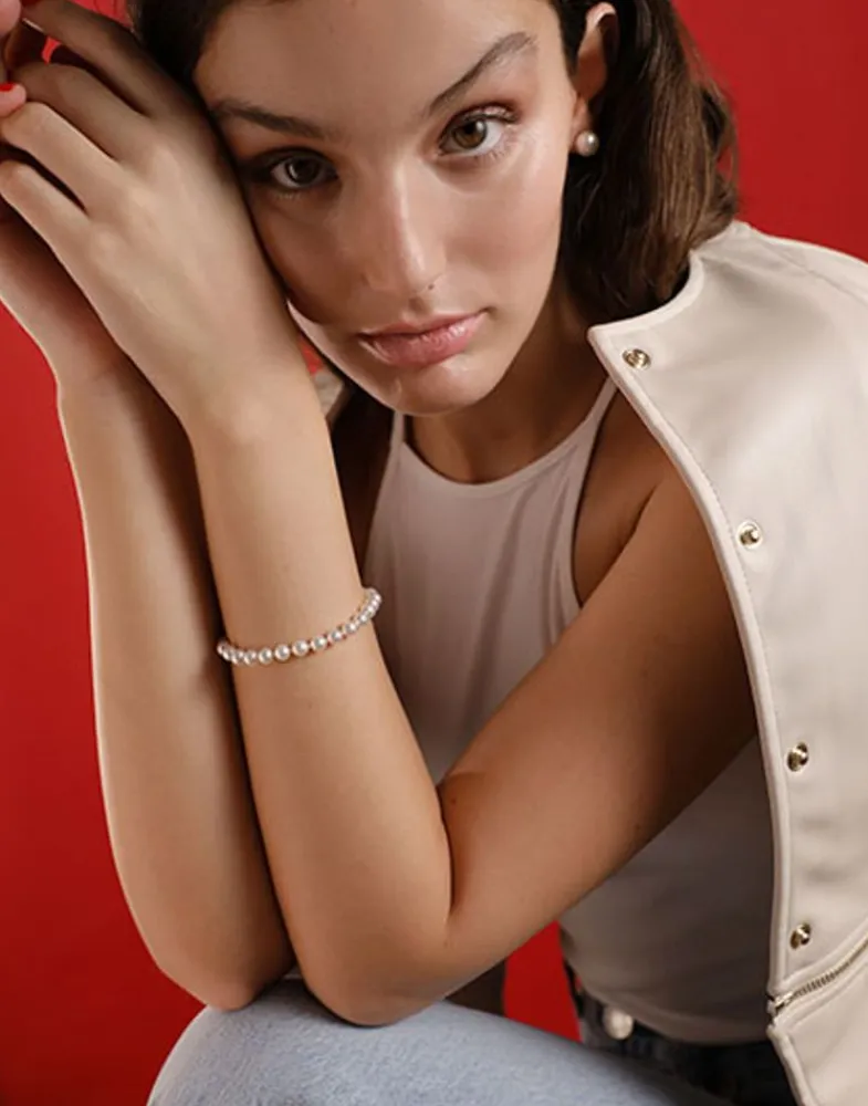 Golden Bracelets|Majorica Gold-Plated Silver Pearl Bracelet Ballet 4Mm