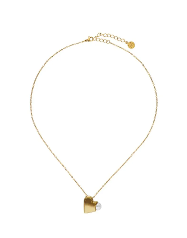 Pendants With Chain|Majorica Heart Pendant Dolce Cuore In Steel And Heart With White Pearl