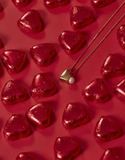 Pendants With Chain|Majorica Heart Pendant Dolce Cuore In Steel And Heart With White Pearl