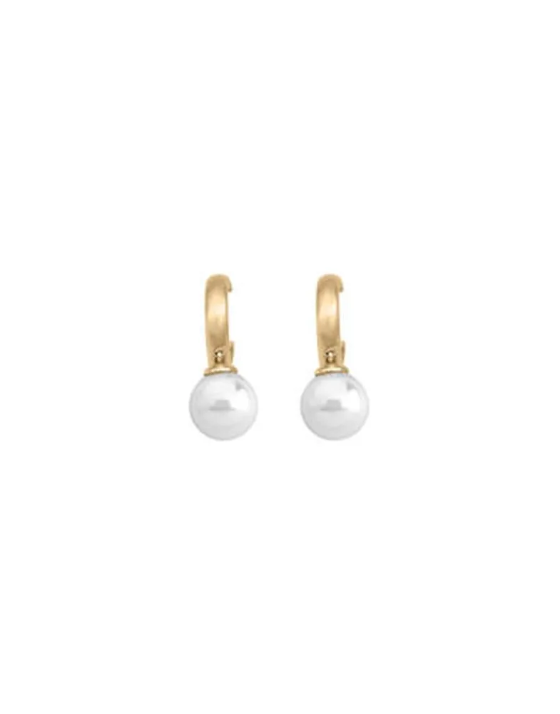 Pearl Hoop Earrings|Majorica Hoop Earrings Chara Gold Plated With White Pearl