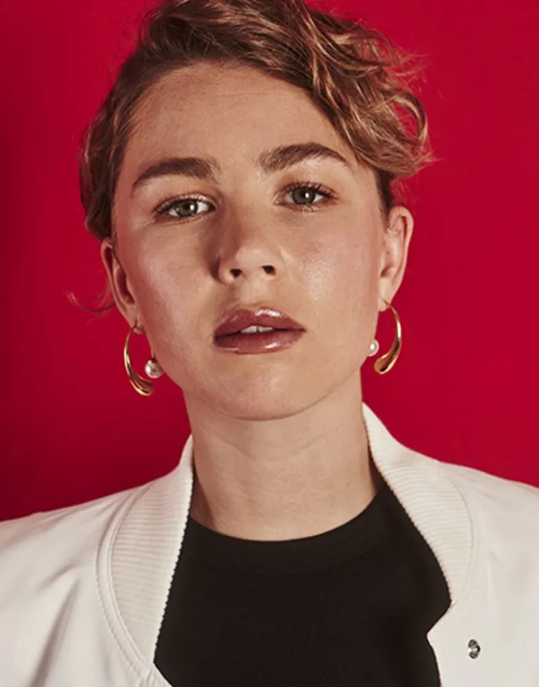Pearl Hoop Earrings|Majorica Juno Drop-Shaped Hoop Earrings In Golden Steel
