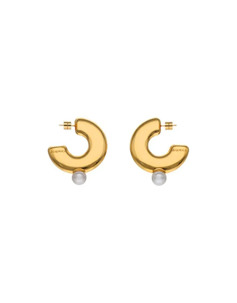 Pearl Hoop Earrings|Majorica Juno Large Hoop Earrings In Gold Steel And Pearl