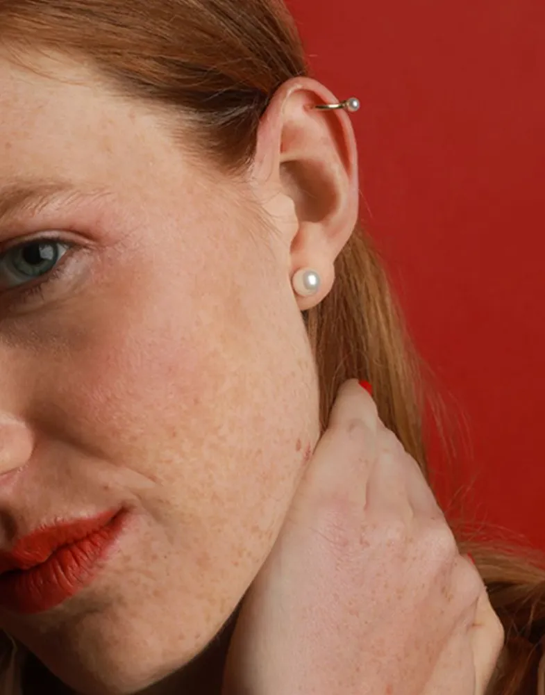 Ear Cuffs|Majorica Kea Gold Earcuff Earring With Round Central Pearl