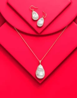 Pearl Drop Earrings|Majorica Keila Earrings With Wild Pearl