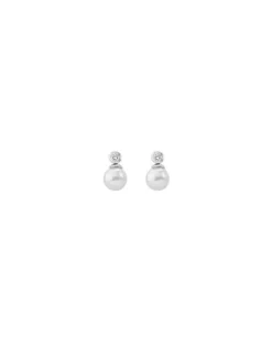 Bridal Earrings|Majorica Kuma White Pearl And Zirconia Earrings