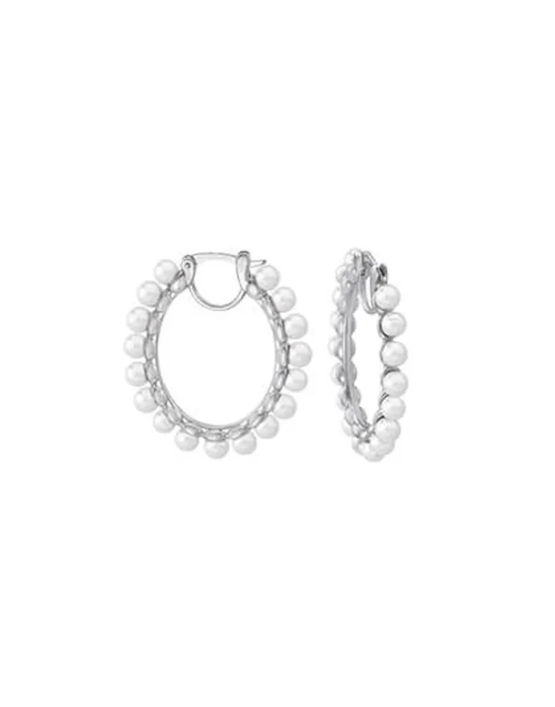 Pearl Hoop Earrings|Majorica Large Hoop Earrings Ada With Pearls