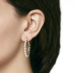 Pearl Hoop Earrings|Majorica Large Hoop Earrings Ada With Pearls