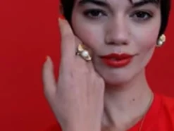 Large Pearl Rings|Majorica Large Le Palm Gold-Steel Ring With White Pearl