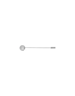 Pins|Majorica Le Club Long Steel Broach With Logo And White Half Pearl