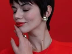 Short Earrings|Majorica Le Palm Pearl Gold-Steel Earrings With Omega Clasp
