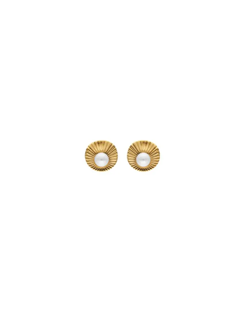 Short Earrings|Majorica Le Palm Pearl Gold-Steel Short Earrings