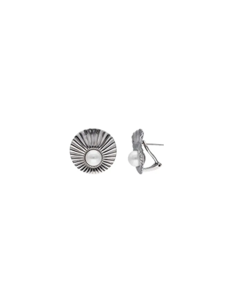 Short Earrings|Majorica Le Palm Pearl Steel Earrings With Omega Clasp