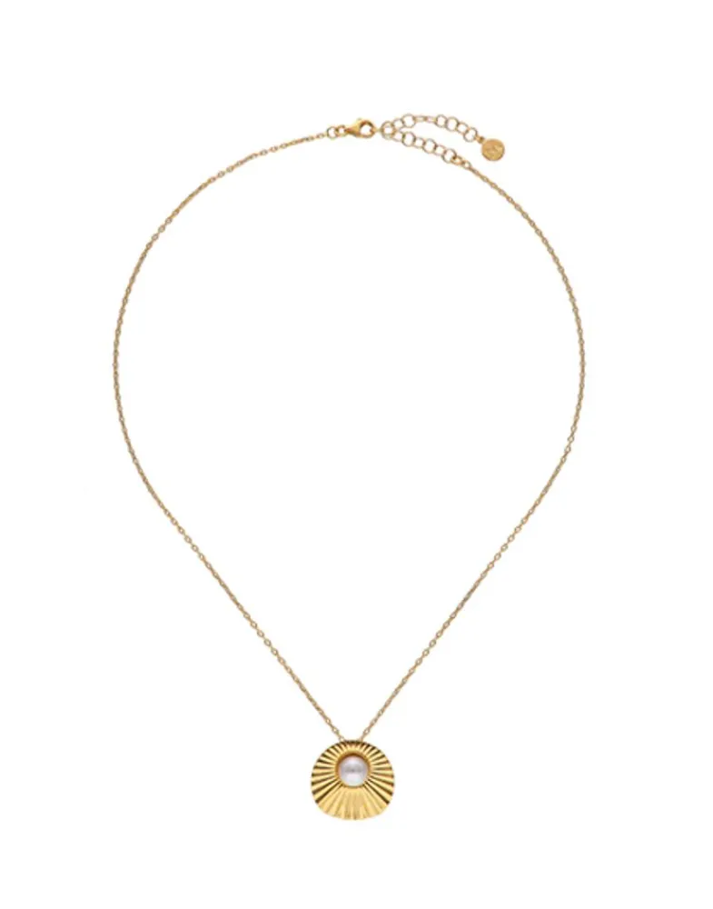 Pendants With Chain|Majorica Le Palm White Pearl Gold-Plated Steel Necklace