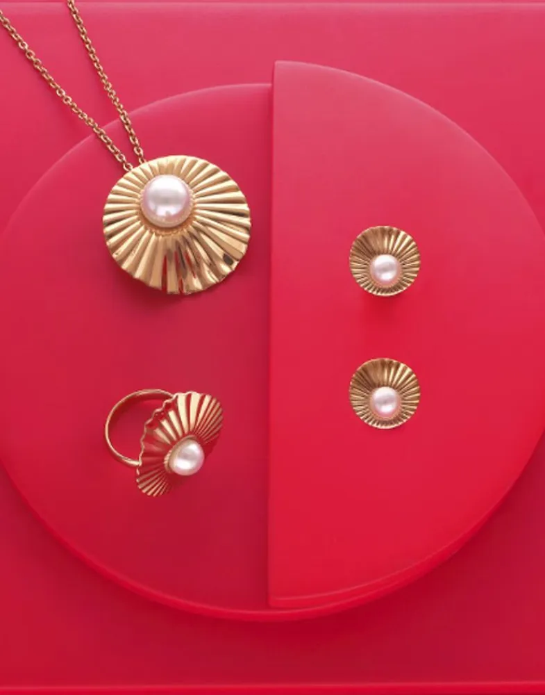 Pendants With Chain|Majorica Le Palm White Pearl Gold-Plated Steel Necklace