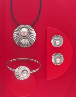 Pendants With Chain|Majorica Le Palm White Pearl Steel Necklace With Blue Silk Cord