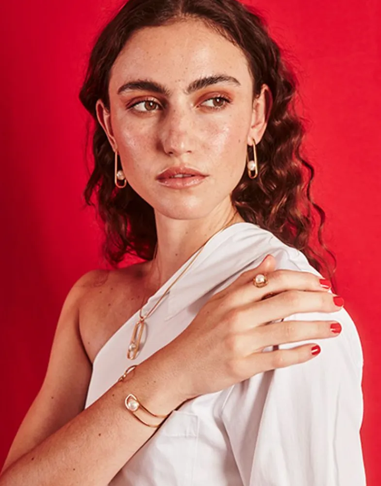 Pearl Drop Earrings|Majorica Long Atenea Earrings With Round Pearl