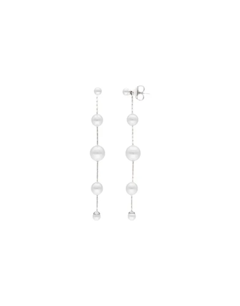 Pearl Drop Earrings|Majorica Long Dangle Earrings With Round Pearls