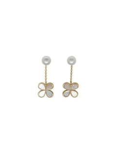 Pearl Drop Earrings|Majorica Long 2 In 1 Ayanti Earrings With A Round, White Pearl