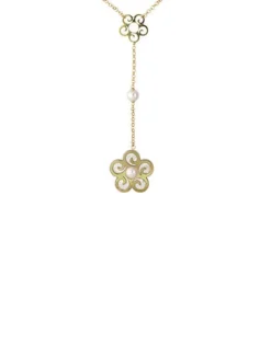 Pearl Chain Necklaces|Majorica Long Roxana Necklace With A Mother-Of-Pearl Flower