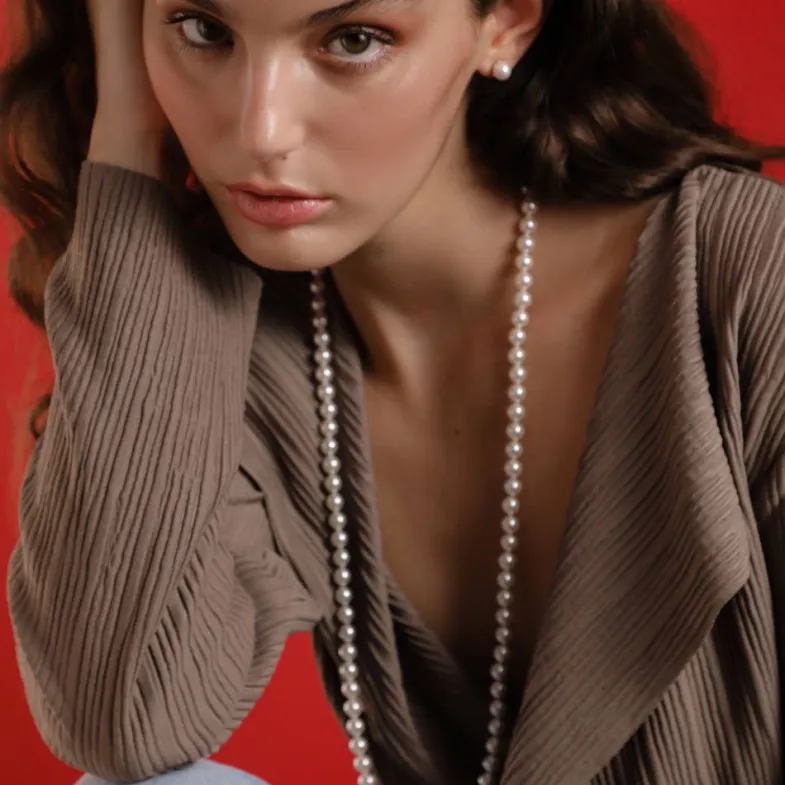 Long Pearl Necklaces|Majorica Long Silver Necklace Lyra 8Mm White Pearl 80Cm