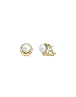 Short Earrings|Majorica Margot Gold-Plated Earrings With An Embedded Round Pearl