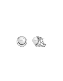 Short Earrings|Majorica Margot Silver Earrings With An Embedded Round Pearl