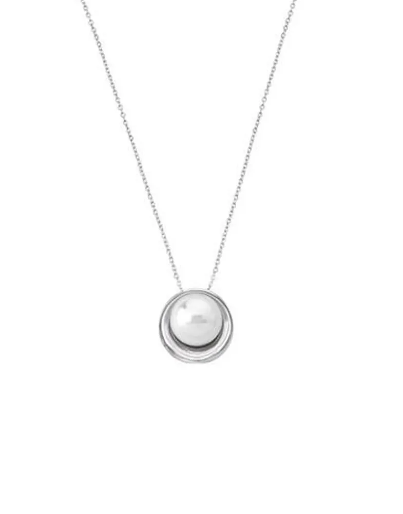 Pendants With Chain|Majorica Margot Silver Necklace With An Embedded Round Pearl