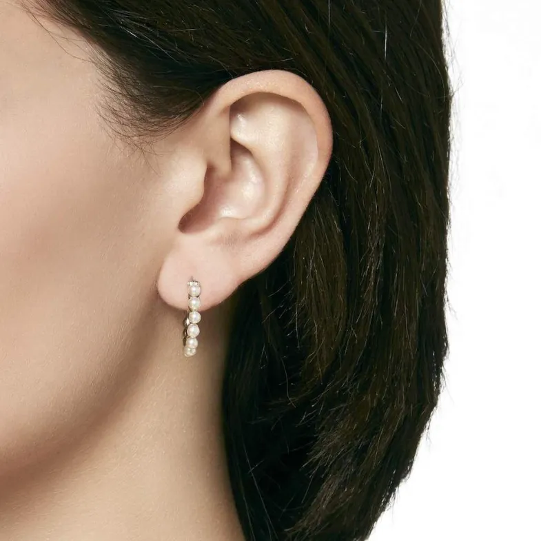 Pearl Hoop Earrings|Majorica Medium Hoop Earrings Ada With Pearls