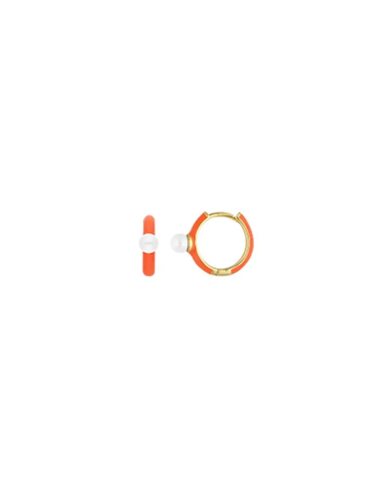 Pearl Hoop Earrings|Majorica Mini 4 Mm Color Pop Pearl Orange Hoop Earrings