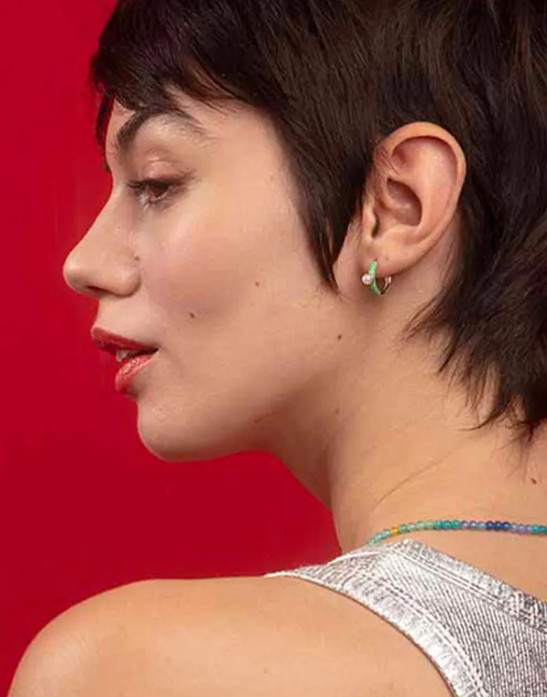 Pearl Hoop Earrings|Majorica Mini 4 Mm Color Pop Pearl Turquoise Hoop Earrings