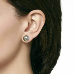 Short Earrings|Majorica 12Mm Grey Mabe Pearl Earrings In Silver