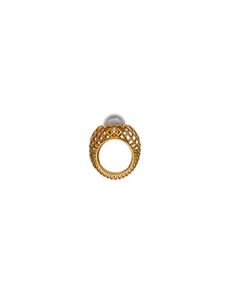 Large Pearl Rings|Majorica Openwork Etna Large Ring In Gold-Plated Silver