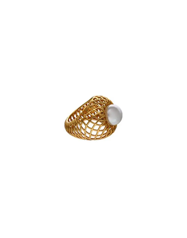 Large Pearl Rings|Majorica Openwork Etna Large Ring In Gold-Plated Silver