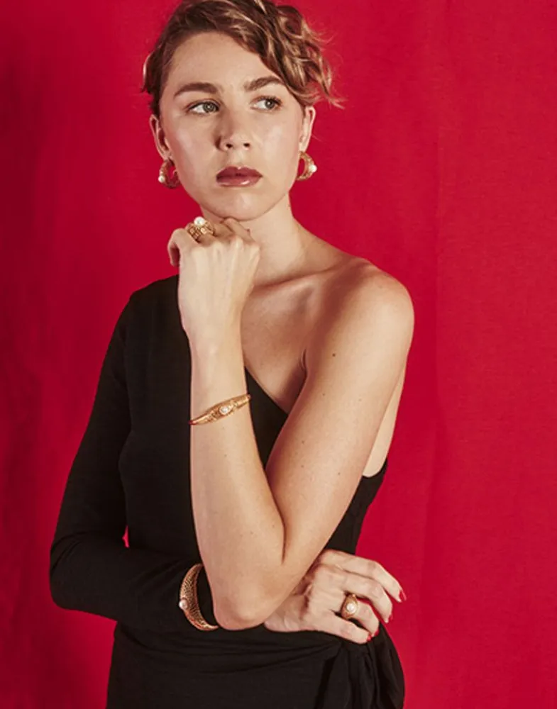Bangle Bracelets|Majorica Openwork Etna Medium Bangle In Gold-Plated Silver