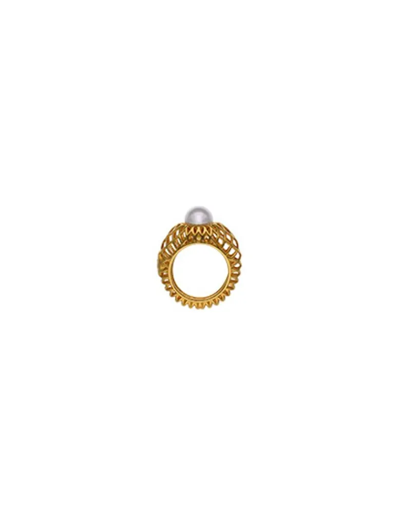 Medium-Sized Rings|Majorica Openwork Etna Medium Ring In Gold-Plated Silver