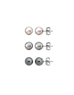 Pearl Stud Earrings|Majorica Pearl Earrings Set Lyra 8 Mm Rose, Gray, Nuage