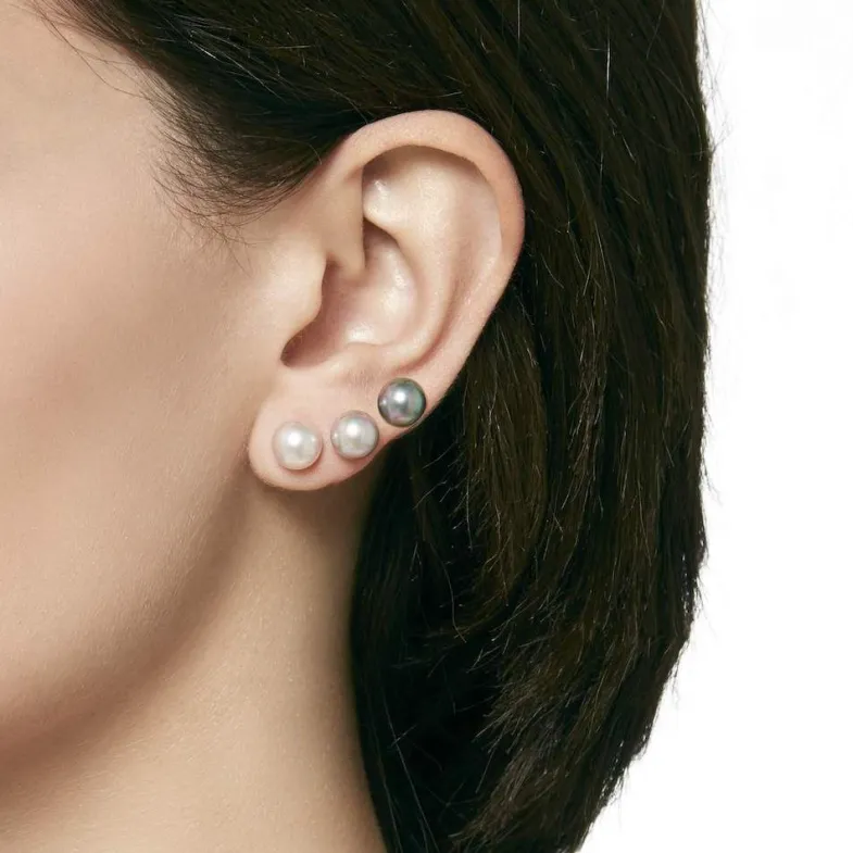 Pearl Stud Earrings|Majorica Pearl Earrings Set Lyra 8 Mm Rose, Gray, Nuage